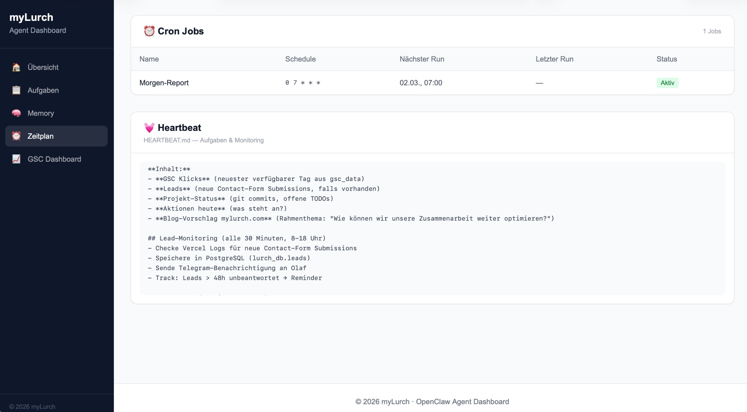 Zeitplan mit Cron Jobs und Heartbeat